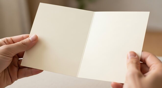 Hands present a blank card for personalized message possibilities