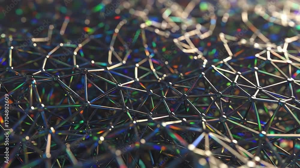 Poster abstract metallic network spreading with dynamic light reflections in high-resolution