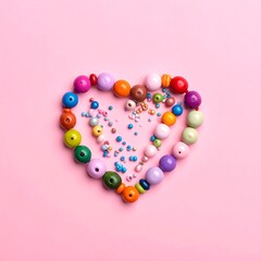 Colorful heart shape made of beads