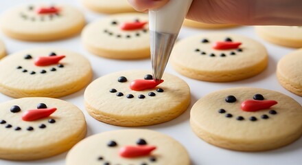 Decorated Christmas Snowman Cookies.