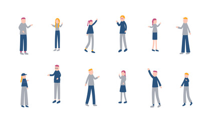 秋を過ごす人々のイラストセット