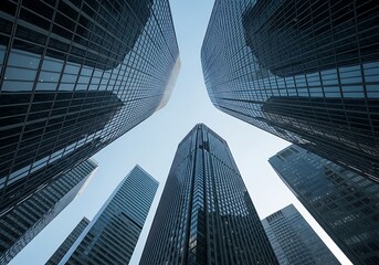 Fototapeta premium Modern Skyscrapers in Urban Cityscape.