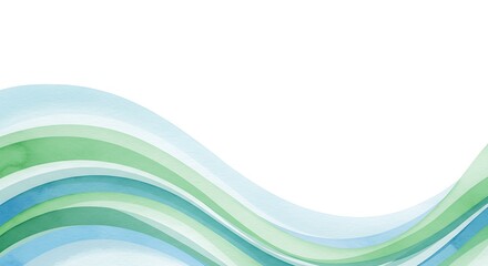 Fototapeta premium Soft watercolor abstract background with flowing blue and green wave patterns, offering a serene and organic design.