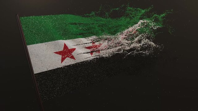 Particle flag animation of Syria. The Syrian Arab Republic flag animation. Waving flag video of Syria