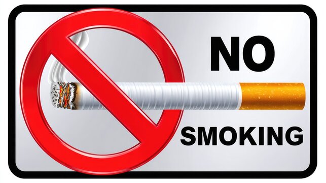 A clear and impactful 'No Smoking' sign, depicting a cigarette with a bold prohibition symbol