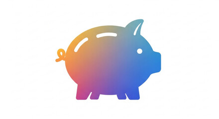 Modern gradient piggy bank promotes financial literacy and savings goals, a simple and clean design great for banking apps, investment platforms, and personal finance education resources