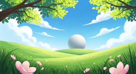 Peaceful Springtime Meadow with Orb.