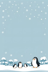 penguins on the snow
