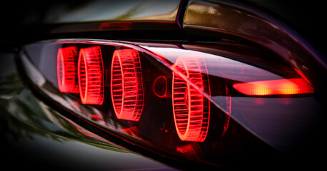 Car brake lights at a car show
