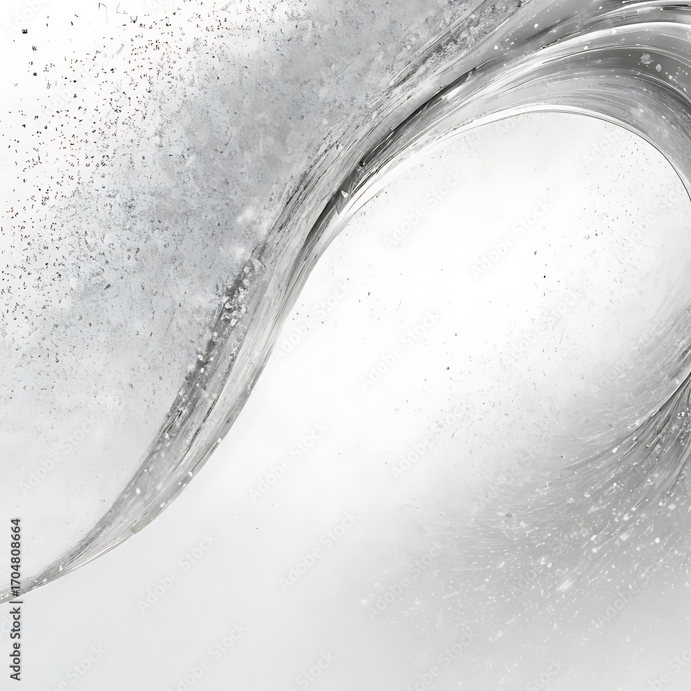 Poster ai-generated abstract silver waves: a dynamic flow of light and texture