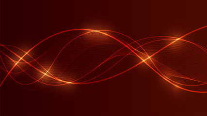 Abstract Digital Wave with Flowing Lines and Glowing Particles.