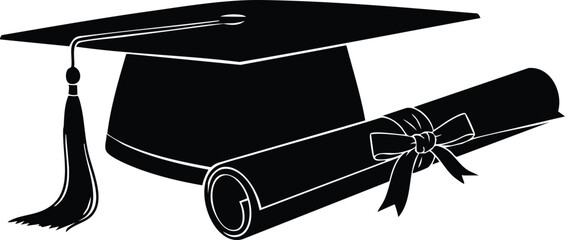 Graduation cap and diploma, symbolizing academic achievement, success, and the culmination of hard work, representing education and new beginnings