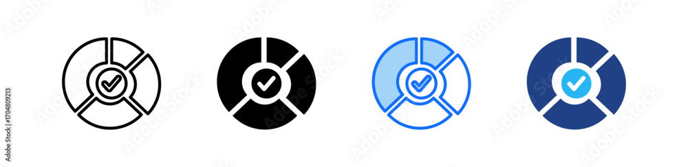 Poster pie chart icon set multiple style collection