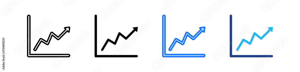 Aufkleber line graph icon set multiple style collection