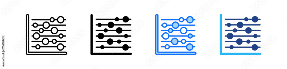 Poster bubble chart icon set multiple style collection