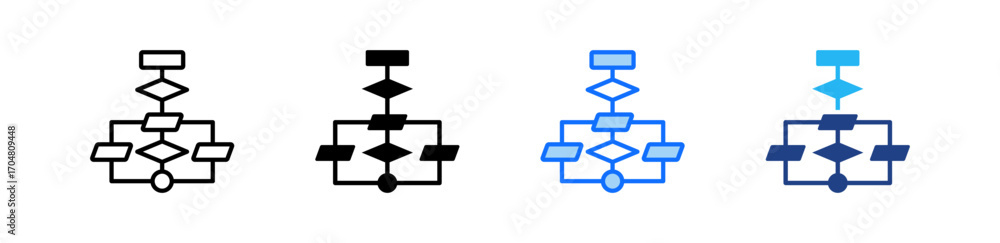 Poster flowchart icon set multiple style collection