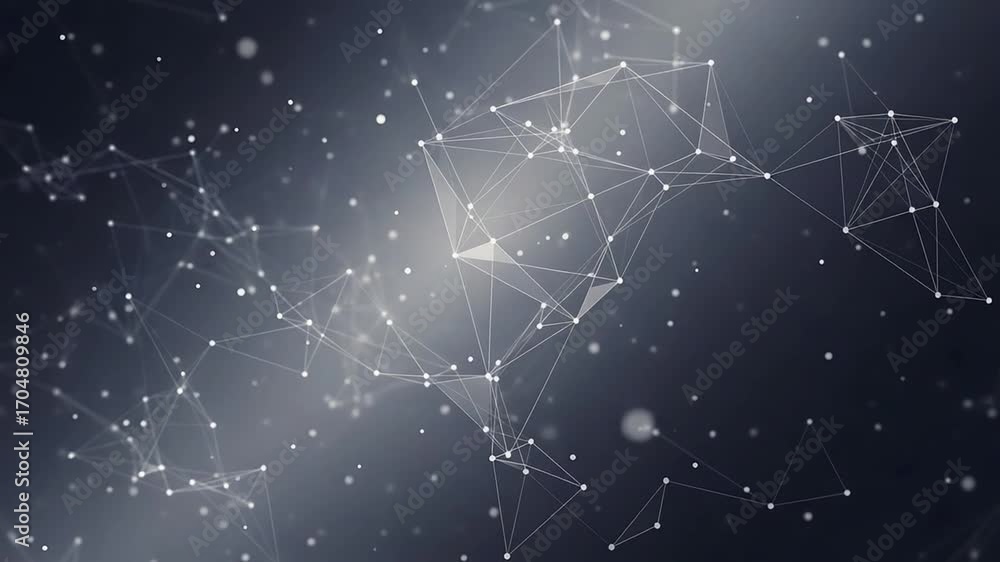 Poster abstract digital network with connecting lines and particles in motion
