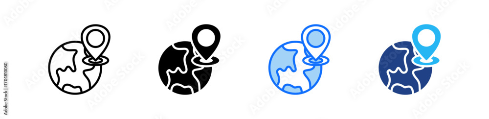 Aufkleber geographic map icon set multiple style collection