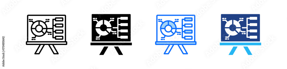Poster data presentation icon set multiple style collection