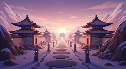 Peaceful Mountain Path to Ancient Temples.