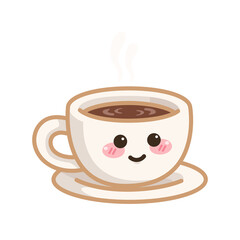 Cute Kawaii Coffee Cup with steam