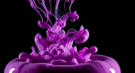 Purple Ink Splashing in Abstract Art.