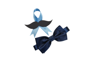 Ribbon with mustache denotes prostate awareness, isolated, PNG