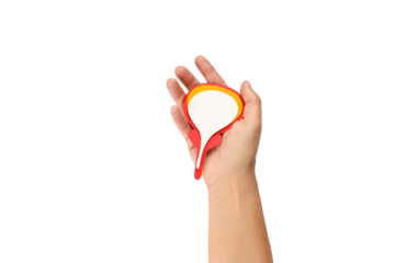 Prostate gland model in hand demo, isolated on white, PNG