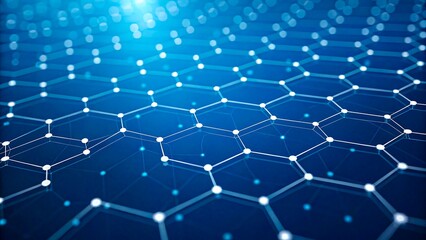 Abstract blockchain network with glowing hexagon digital background 
