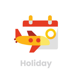 Holiday travel isolated on white background airplane with calendar for vacation planning, flight booking, tourism and international journey concept