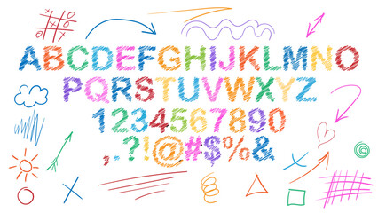 scribble alphabet fulcolor handwriting playful  bacground