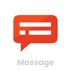 Massage speech bubble isolated on white background concept of communication, therapy, or relaxation with a chat icon and text message