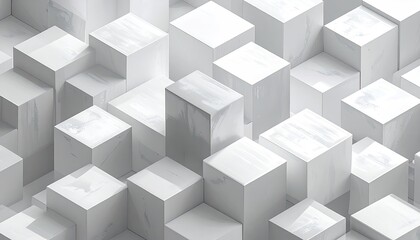 Abstract Diagonal Stripe Pattern of Varying Widths in Neutral Tones with Cubes Repetitive Arrangement and Clean Lines with White Background