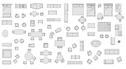 furniture floor plan layout illustrating interior design elements for architectural planning of residential space showing rooms and furniture arrangements