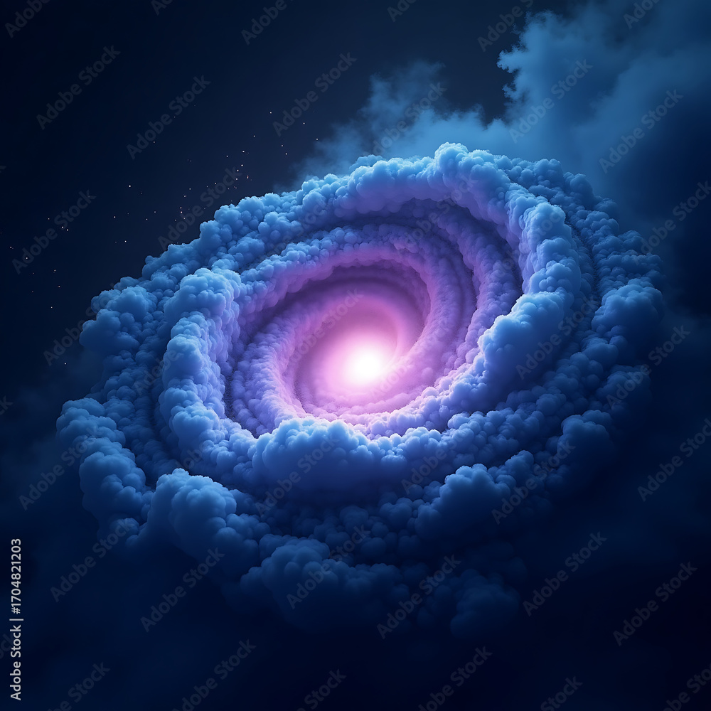 Poster cosmic vortex of swirling clouds with vibrant light, abstract background design