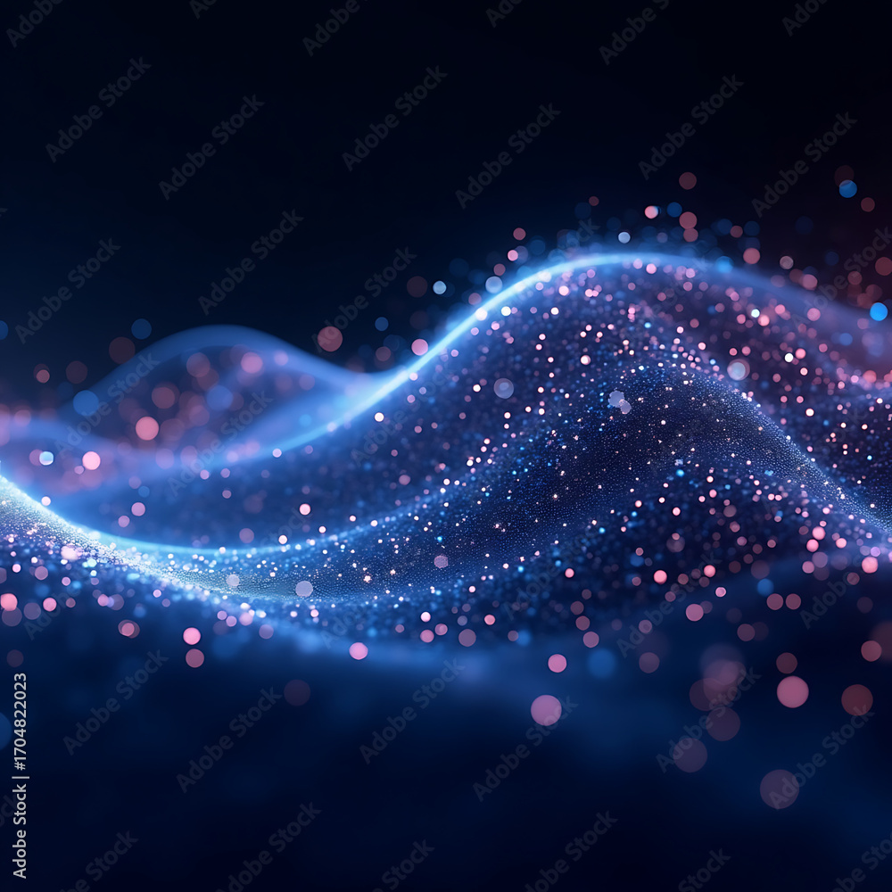Poster dynamic abstract wave of light particles flowing, modern design for technology projects