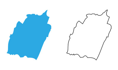 Map of the state of Manipur, India. Map with detailed outlines and blue silhouettes