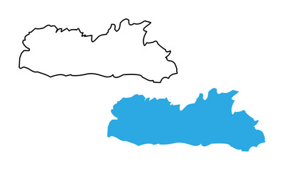 Fototapeta premium Map of the state of Meghalaya, India. Map with detailed outlines and blue silhouettes