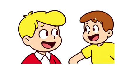 Fototapeta premium Cute couple of kids in a cartoon illustration smiling