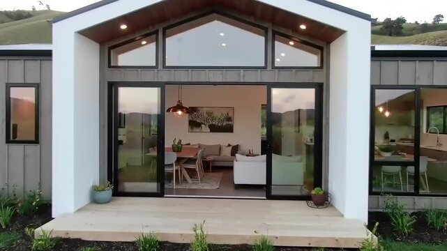 Modern house exterior with open floorplan