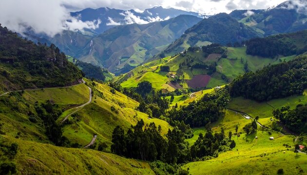 Mountainous landscape with rolling hills