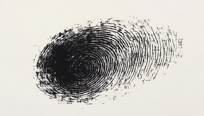 Black Ink Fingerprint Mark on White Background for Security and Identity Concepts