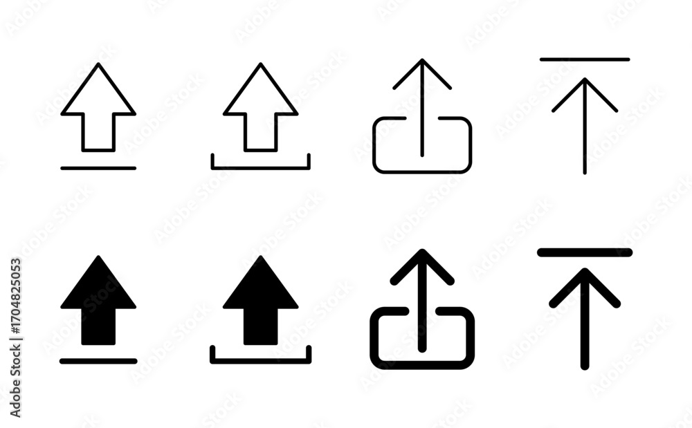 Poster upload icon set. load data symbol