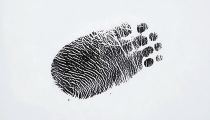 Black Ink Fingerprint Mark on White Background for Security and Identity Concepts