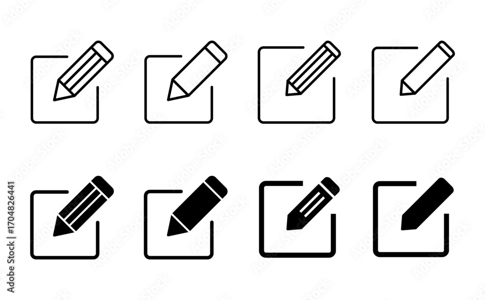 Poster edit icon set. edit document icon. edit text icon. pencil. sign up