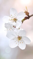 Delicate white blossoms in soft focus
