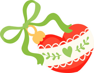 Green Christmas Lollipop with Red Bow, Festive Candy Clipart, Holiday Sweet Treat Illustration, Cute Xmas Dessert Decoration