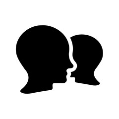 Silhouette of two human heads facing each other symbolizing communication and connection