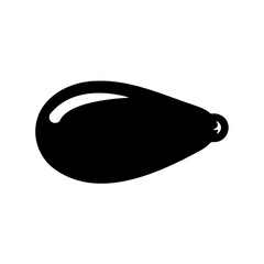 Monochrome illustration of a fishing lure with a looped hook attachment