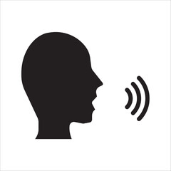 thin line head like voice command. concept of girl or boy singing or speaking and control technology. stroke flat style trendy modern logotype graphic line